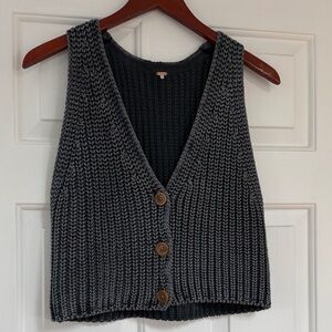 Free People Charcoal V-Neck Sweater Vest